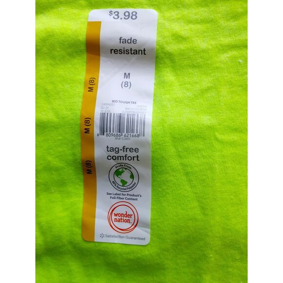 Wonder Nation Plain Neon Green sSoft Cotton Blend Boys Tee Med Lot of 3 NWT - Picture 9 of 13